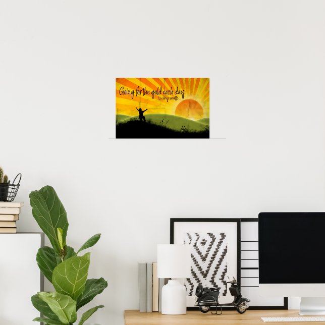 Poster Afirmação de Motivação "Ir para o Ouro" (Escritório em casa)