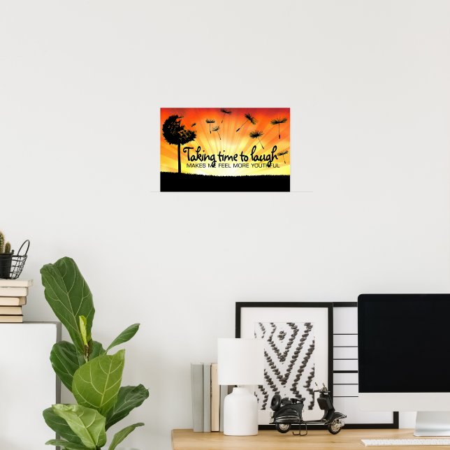 Poster Afirmação de Motivação "Levando tempo para rir" (Escritório em casa)