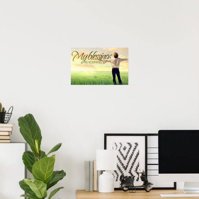 Poster Afirmação de Motivação "Minhas bênçãos" (Escritório em casa)