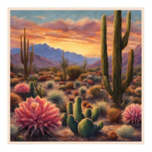 Afirmação Dramática do Deserto Cactus Mountain Sun