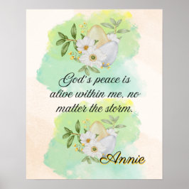 Poster Afirmação Fé: A Paz de Deus Está Viva Dentro de Mi