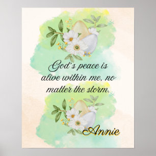Poster Afirmação Fé: A Paz de Deus Está Viva Dentro de Mi