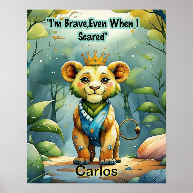 Poster Afirmação Infantil: Sou Corajoso Mesmo Quando Esto (Frente)