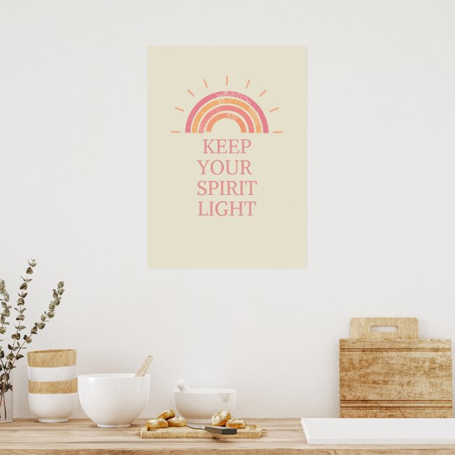 Poster Afirmação Inspiradora – Mantenha Seu Espírito Leve (Cozinha)