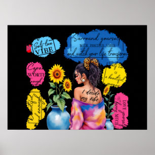 Poster Afirmações de Empoderamento Feminino Vibrações Pos