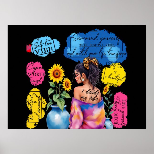 Poster Afirmações de Empoderamento Feminino Vibrações Pos (Frente)