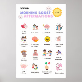 Poster Afirmações de Impulso Matinal Arte na Parede