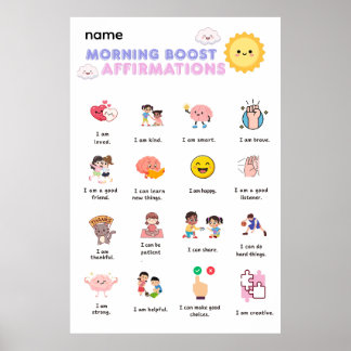 Poster Afirmações de Impulso Matinal Arte na Parede