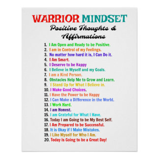 PÓSTER AFIRMAÇÕES MOTIVACIONAIS DE MINDSET POSTER