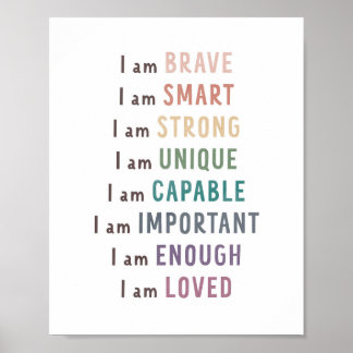 Poster Afirmações Para Crianças Que Calmam O Decor Do Can