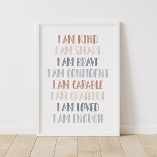 Poster Afirmações para Decoração de Berçário Boho Infanti