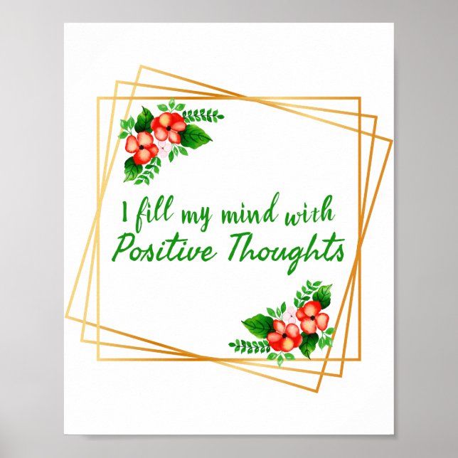 Poster afirmações positivas para autoamor e sucesso (Frente)