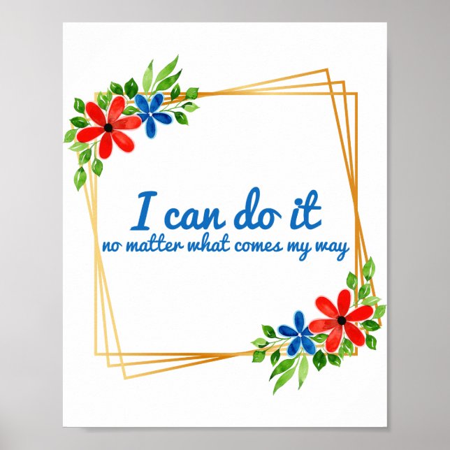 Poster afirmações positivas sobre o trabalho (Frente)