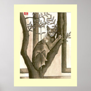 Póster afixar gato japonês