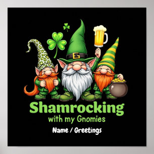 Poster Afolando com Meus Gnomies Engraçado Dia de São Pat