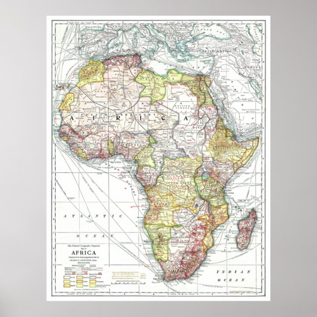 Poster "África: 1909 - Mapa detalhado ... (Frente)