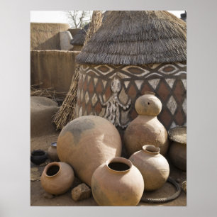 Póster África, África Ocidental, Gana, Sirigu. artesana