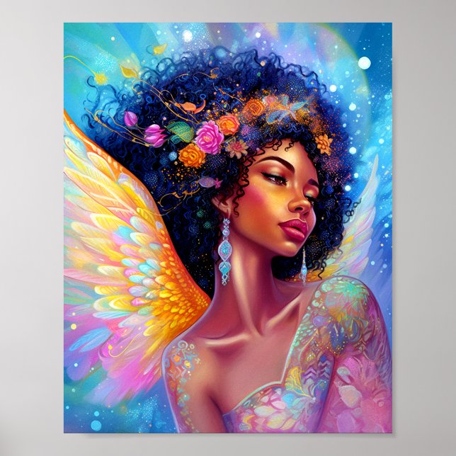 Poster África-americana Angel Lady Fantasy Art (Frente)