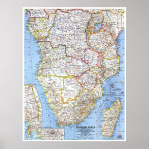 Poster "África Austral: Mapa detalhado de 1962 ...