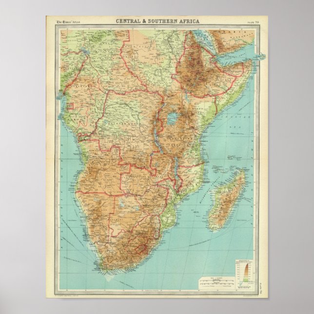 Poster África Central e Austral com rotas marítimas (Frente)