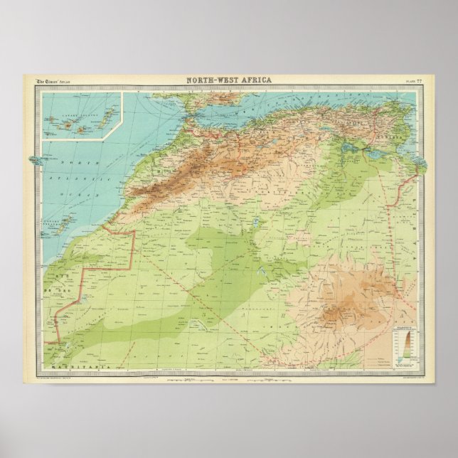 Poster África do Noroeste com rotas marítimas (Frente)
