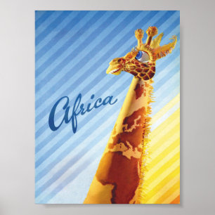Poster África Giraffe Colorida Viagens vintage Retroativa