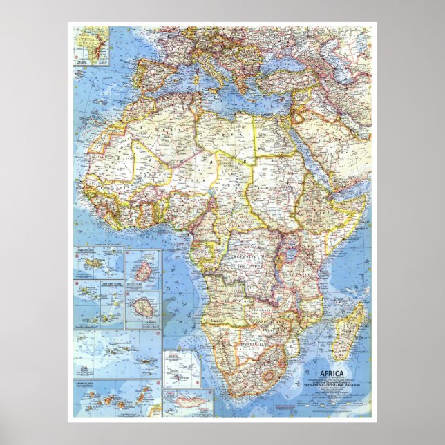 Poster "África: mapa detalhado de 1960... (Frente)