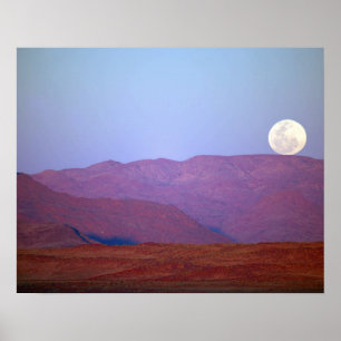 Póster África, Namíbia, Sossusvlei. Lua de cheio descan