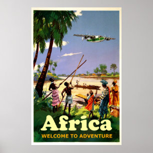 Poster África, tribo africana olhando para o próximo aviã