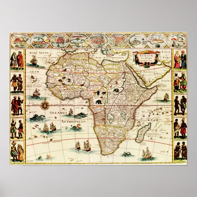 Póster ÁfricaMapa PanorâmicoÁfrica (Frente)