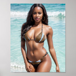 Poster African American Bikini Model Brown Swimcase