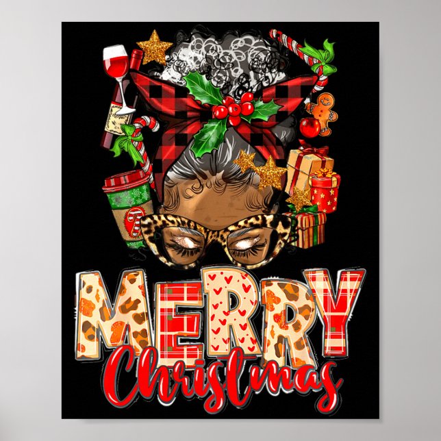 Poster African American Christmas African Black Xmas Mom  (Frente)