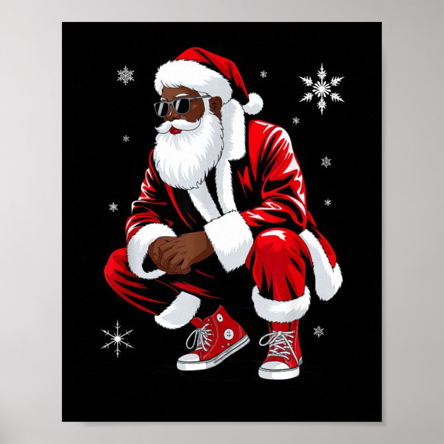 Poster African American Christmas Pajama Xmas Afro Santa  (Frente)