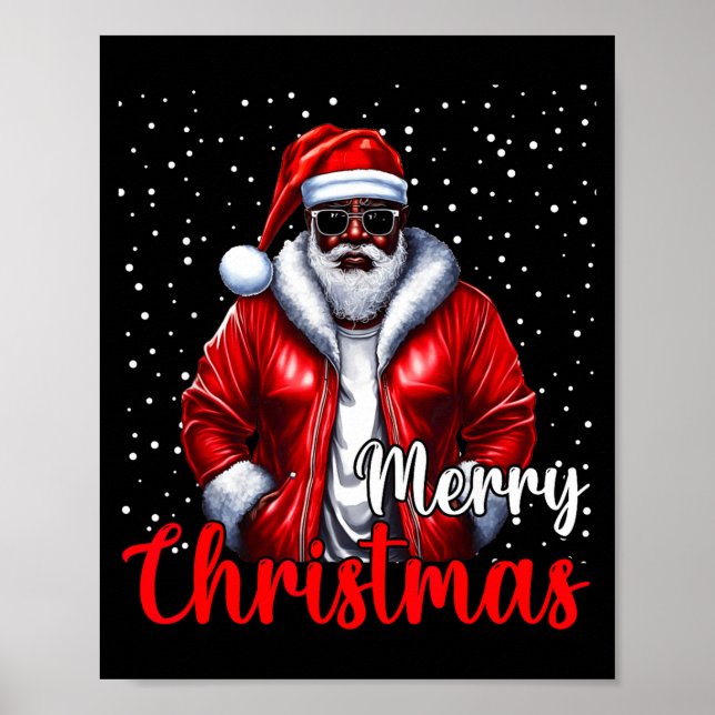 Poster African American Santa Christmas Shirt Pajama Cool (Frente)