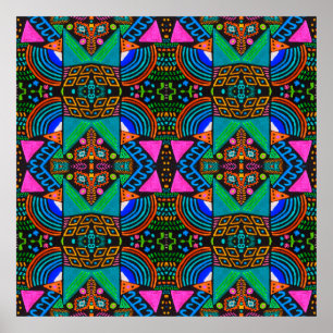 Poster African art drawing. Seamless aztec pattern. Chero