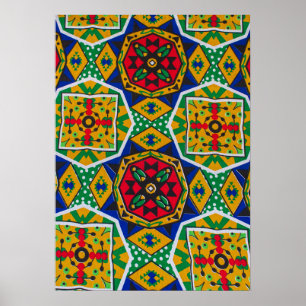 Poster African Geometric Mosaic Ankole Style Textile Prin