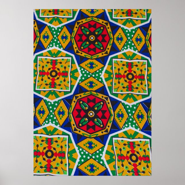 Poster African Geometric Mosaic Ankole Style Textile Prin (Frente)