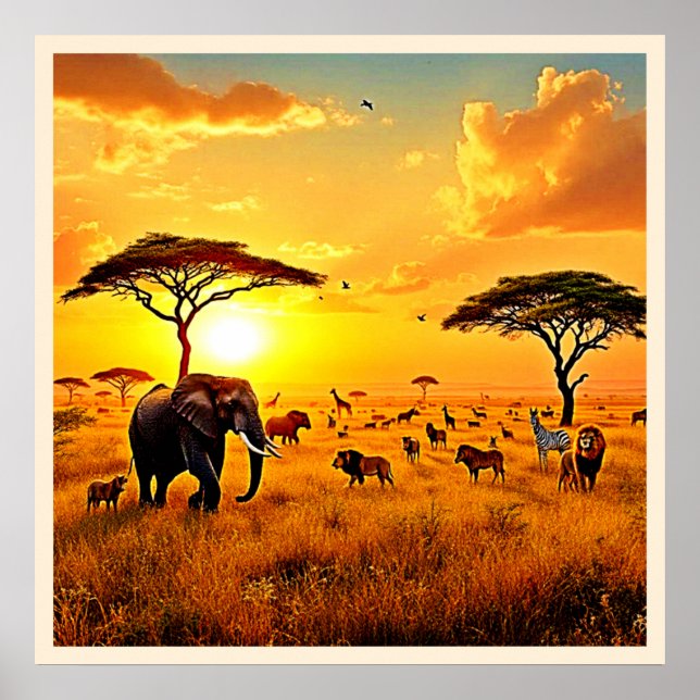 Poster African Sunset Safari Majestade Design (Frente)