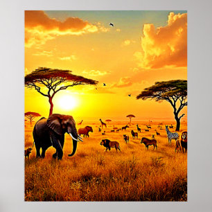Poster African Sunset Safari Majestade Design