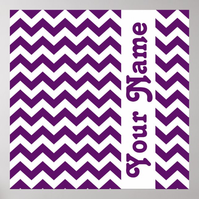 Poster African Violet Safari Chevron com texto personaliz (Frente)