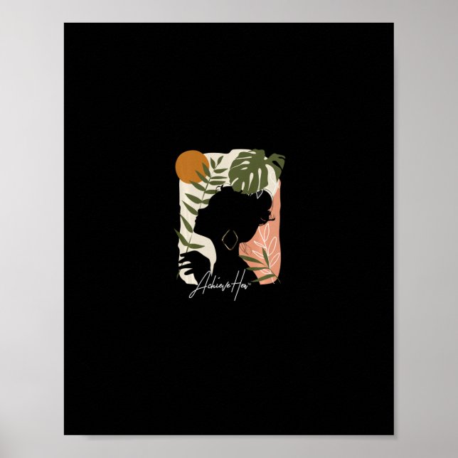 Poster africano american women&# 9;s gráfico natural com (Frente)