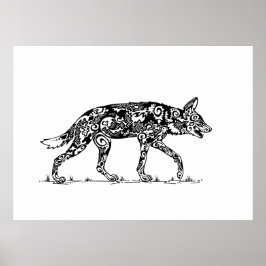 Poster Africano Wild Dog Lope Design