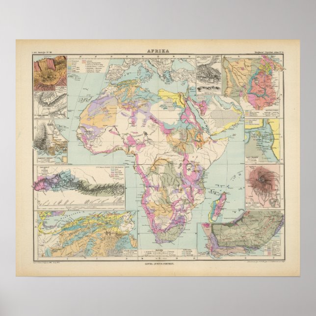 Póster Afrika - Mapa Atlas da África (Frente)