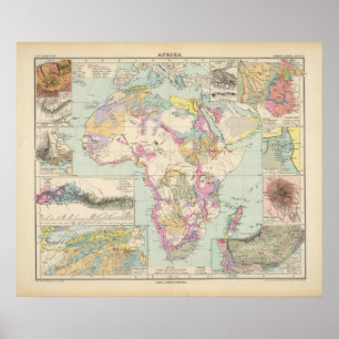 Póster Afrika - mapa do atlas de África