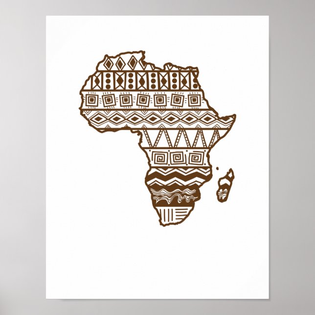 Poster Afrika Umriss Karte Muster Kontinent Karte (Frente)