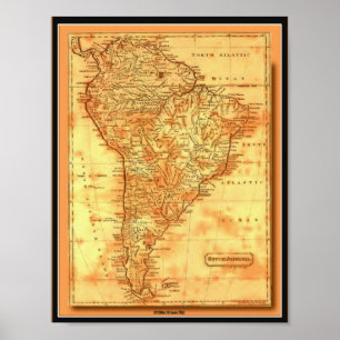 Póster AfriMex Urbano Antigo Mapa do Mundo na América do