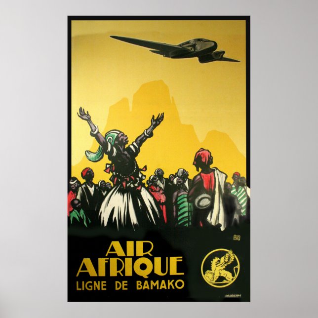 Poster Afrique Airlines Viagens vintage Art (Frente)
