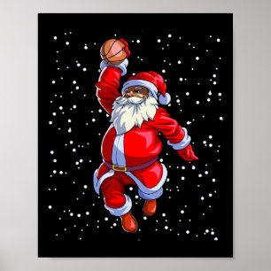 Poster Afro-Africano Papai Noel de Basquete Africano
