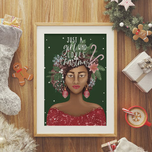 Poster Afro-Americano Apenas Uma Menina Que Ama O Natal