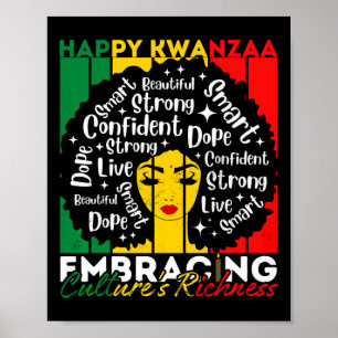 Poster Afro Girl Happy Kwanzaa Patrimônio Africano Americ